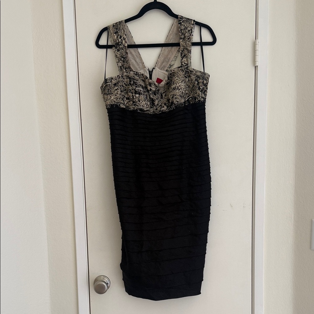 JS Collections Black and Cream Mini Dress size 14